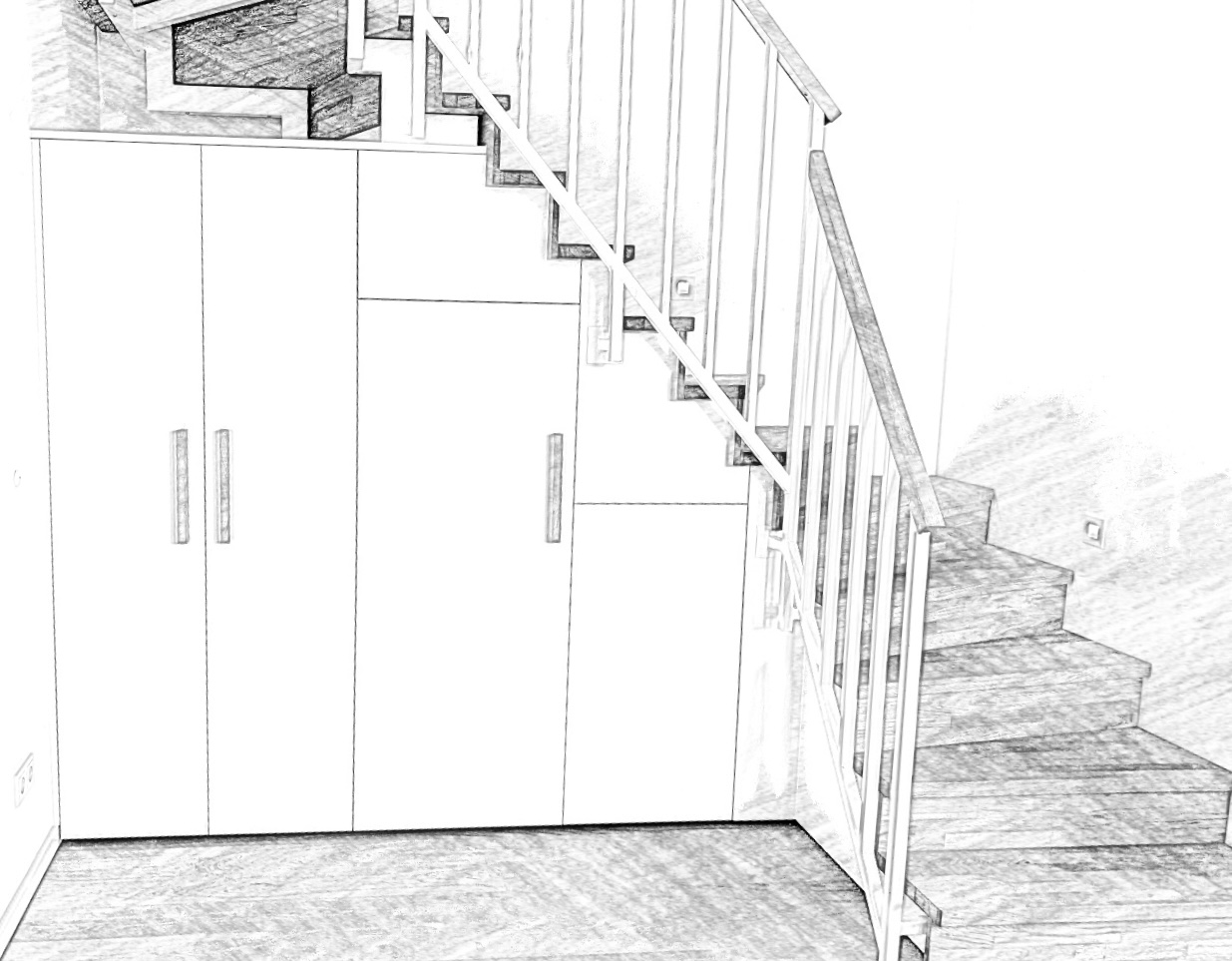 Einbauschrank Treppe Stauraum Kleiderschrank